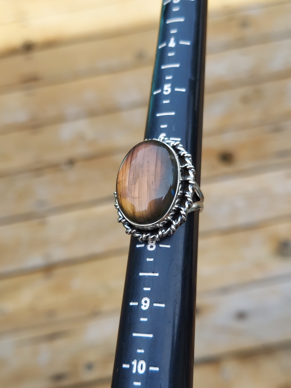 Labradorite: Sterling Ring with Sunset Labradorite Size 7